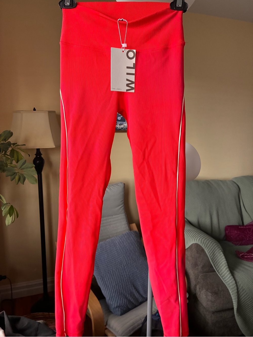 Wilo the label red Leggings with White Side Stripes